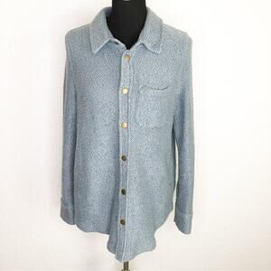 Soft Surroundings blue knit snap button front shacket size Petite Medium